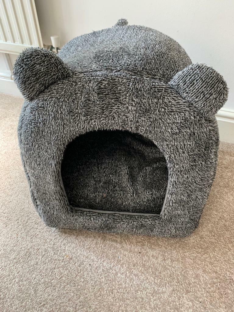 rosewood grey teddy bear cat bed